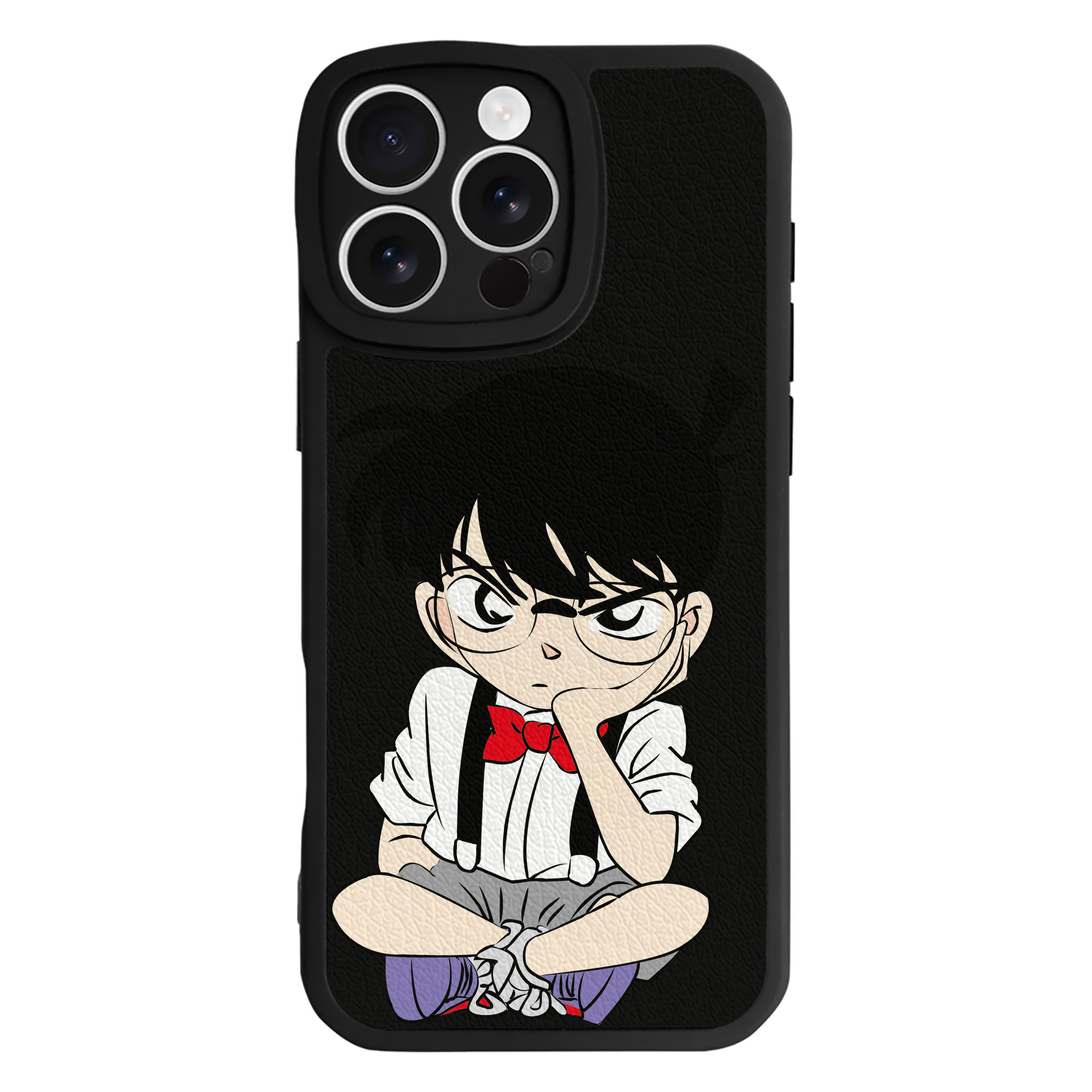 （画像用） 名探偵コナン 江戸川 コナン Detective Conan Conan Edogawa 【iPhone 16シリーズ対応】シリコンスマホケース（レザー調） 材質：シリコン